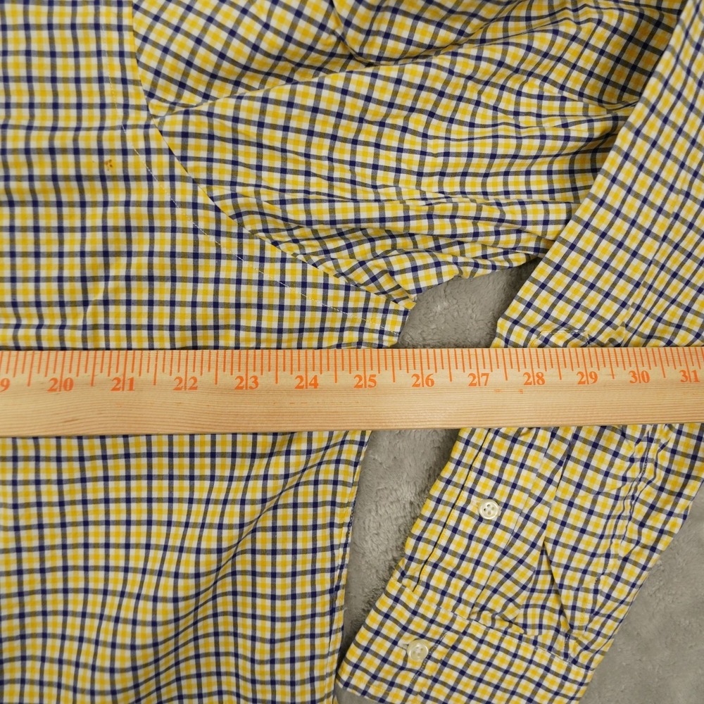 Ralph Lauren Button Up Shirt Men's XL Navy Blue Yellow Plaid Long Sleeve Preppy - Picture 5 of 8